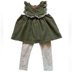 Isaac Mizrahi Olive Baby girl set with gold buttons